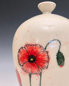 Ceramic Decorative Hand painted Poppies Porcelain Vessel