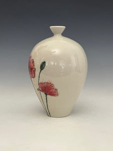 Ceramic Decorative Hand painted Poppies Porcelain Vessel