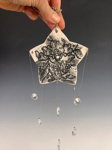 Handmade Porcelain Sun-catcher with Mother Of Pearl Luster