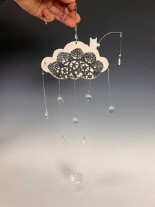 Handmade Porcelain Sun-catcher with Mother Of Pearl Luster