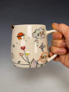 Wheel Thrown and Hand Decorative Porcelain Mug