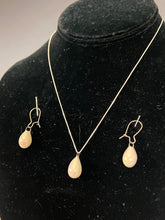 Load image into Gallery viewer, Handcrafted Jewelry White Porcelain Drop Earrings and Necklace with MOP luster
