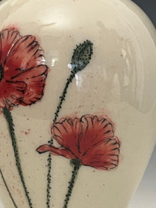Ceramic Decorative Hand painted Poppies Porcelain Vessel