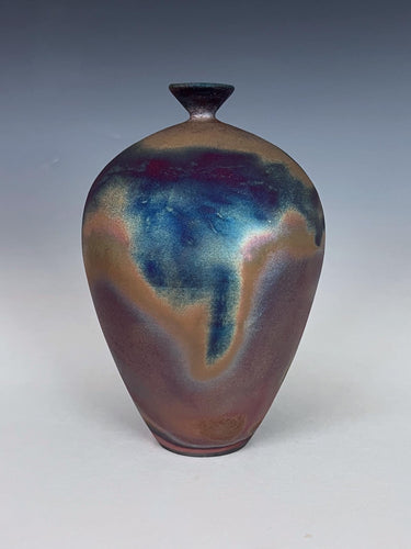 Wheel Thrown Raku Vase by Galaxy Clay Fine Art