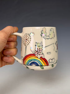 Wheel Thrown and Hand Decorative Porcelain Mug