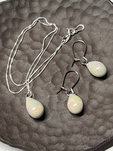 Load image into Gallery viewer, Handcrafted Jewelry White Porcelain Drop Earrings and Necklace with MOP luster