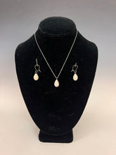 Load image into Gallery viewer, Handcrafted Jewelry White Porcelain Drop Earrings and Necklace with MOP luster