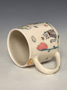 Wheel Thrown and Hand Decorative Porcelain Mug
