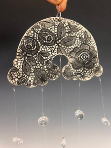 Handmade Porcelain Sun-catcher with Mother Of Pearl Luster