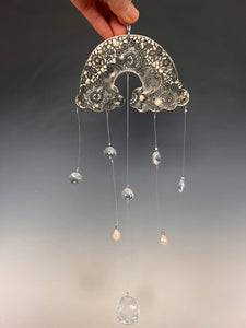 Handmade Porcelain Sun-catcher with Mother Of Pearl Luster