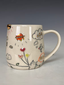 Wheel Thrown and Hand Decorative Porcelain Mug