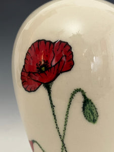 Ceramic Decorative Hand painted Poppies Porcelain Vessel