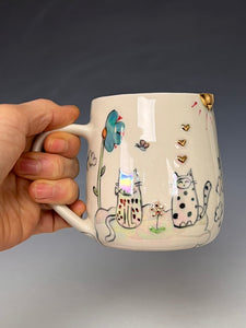 Wheel Thrown and Hand Decorative Porcelain Mug