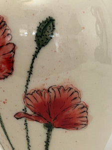 Ceramic Decorative Hand painted Poppies Porcelain Vessel