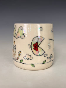 Wheel Thrown and Hand Decorative Porcelain Mug
