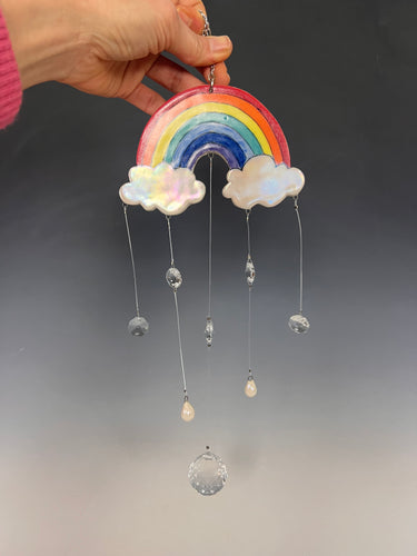 Handmade Porcelain Sun-catcher with Mother Of Pearl Luster