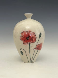 Ceramic Decorative Hand painted Poppies Porcelain Vessel