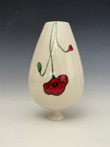 Ceramic Decorative Hand painted Poppies Porcelain Vessel