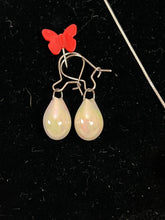 Load image into Gallery viewer, Handcrafted Jewelry White Porcelain Drop Earrings and Necklace with MOP luster