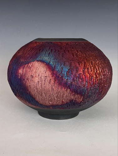 Wheel Thrown Raku Vase by Galaxy Clay Fine Art