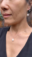 Load image into Gallery viewer, Handcrafted Jewelry White Porcelain Drop Earrings and Necklace with MOP luster