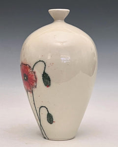 Ceramic Decorative Hand painted Poppies Porcelain Vessel