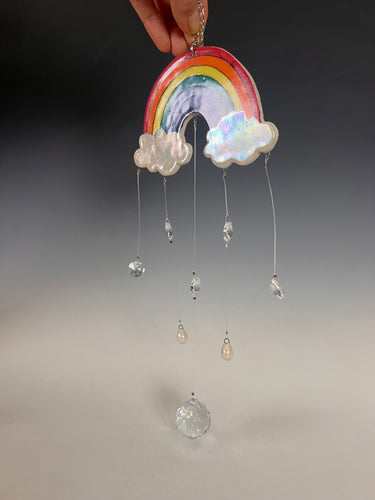 Handmade Porcelain Sun-catcher with Mother Of Pearl Luster