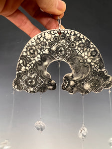 Handmade Porcelain Sun-catcher with Mother Of Pearl Luster