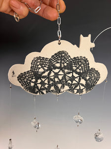 Handmade Porcelain Sun-catcher with Mother Of Pearl Luster