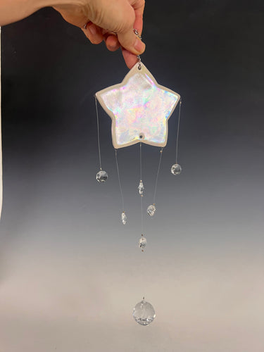 Handmade Porcelain Sun-catcher with Mother Of Pearl Luster