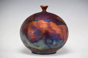 Original Korean Pottery Wheel Thrown Raku Vase Fine Art Ceramics by Galaxy Clay