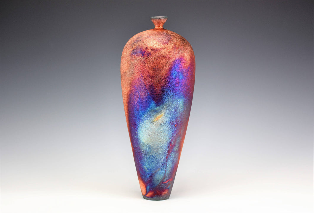 Original Korean Pottery Wheel Thrown Raku Vase Fine Art Ceramics by Galaxy Clay