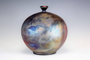 Original Korean Pottery Wheel Thrown Raku Vase Fine Art Ceramics by Galaxy Clay