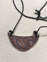Load image into Gallery viewer, Ceramic Hand Carved Porcelain Necklace filled with Glass Frit by Galaxy Clay