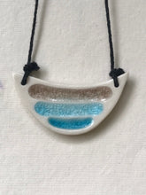 Load image into Gallery viewer, Ceramic Hand Carved Porcelain Necklace filled with Glass Frit by Galaxy Clay