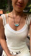 Load image into Gallery viewer, Ceramic Hand Carved Porcelain Necklace filled with Glass Frit by Galaxy Clay