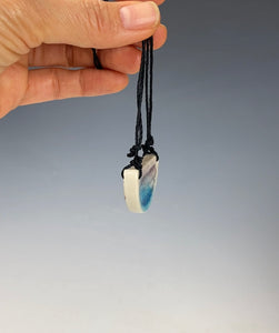 Ceramic Hand Carved Porcelain Necklace filled with Glass Frit by Galaxy Clay
