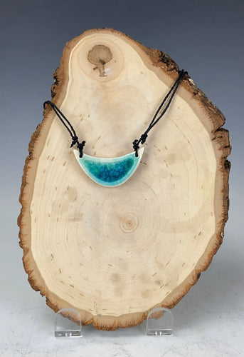 Ceramic Hand Carved Porcelain Necklace filled with Glass Frit by Galaxy Clay
