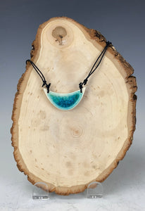 Ceramic Hand Carved Porcelain Necklace filled with Glass Frit by Galaxy Clay