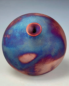 Wheel Thrown Raku Vase by Galaxy Clay Fine Art