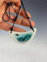 Load image into Gallery viewer, Ceramic Hand Carved Porcelain Necklace filled with Glass Frit by Galaxy Clay