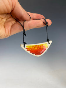 Ceramic Hand Carved Porcelain Necklace filled with Glass Frit by Galaxy Clay