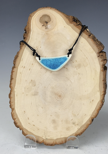 Ceramic Hand Carved Porcelain Necklace filled with Glass Frit by Galaxy Clay