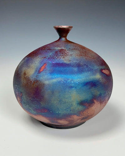 Wheel Thrown Ceramic Raku Vase Fine Art by Galaxy Clay