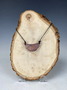 Ceramic Hand Carved Porcelain Necklace filled with Glass Frit by Galaxy Clay