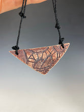 Load image into Gallery viewer, Ceramic Hand Carved Porcelain Necklace filled with Glass Frit by Galaxy Clay