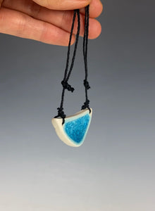 Ceramic Hand Carved Porcelain Necklace filled with Glass Frit by Galaxy Clay