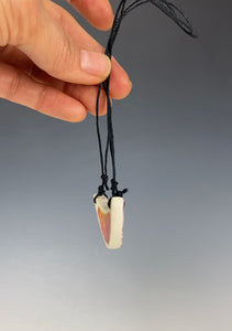 Ceramic Hand Carved Porcelain Necklace filled with Glass Frit by Galaxy Clay