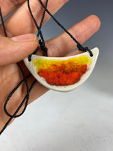 Load image into Gallery viewer, Ceramic Hand Carved Porcelain Necklace filled with Glass Frit by Galaxy Clay