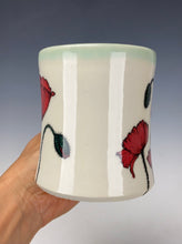 Load image into Gallery viewer, Wheel thrown and Hand Painted Poppy Porcelain Mug #13